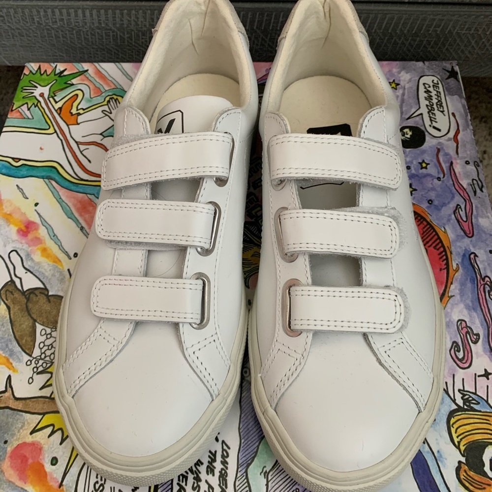 VEJA ESPLAR LEATHER 3-LOCK WHITE